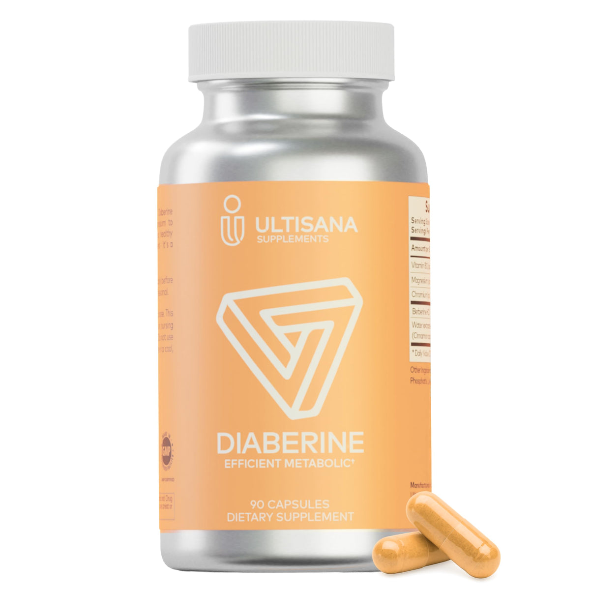 Ultisana Diaberine bottle front clearly displaying product for daily metabolism support