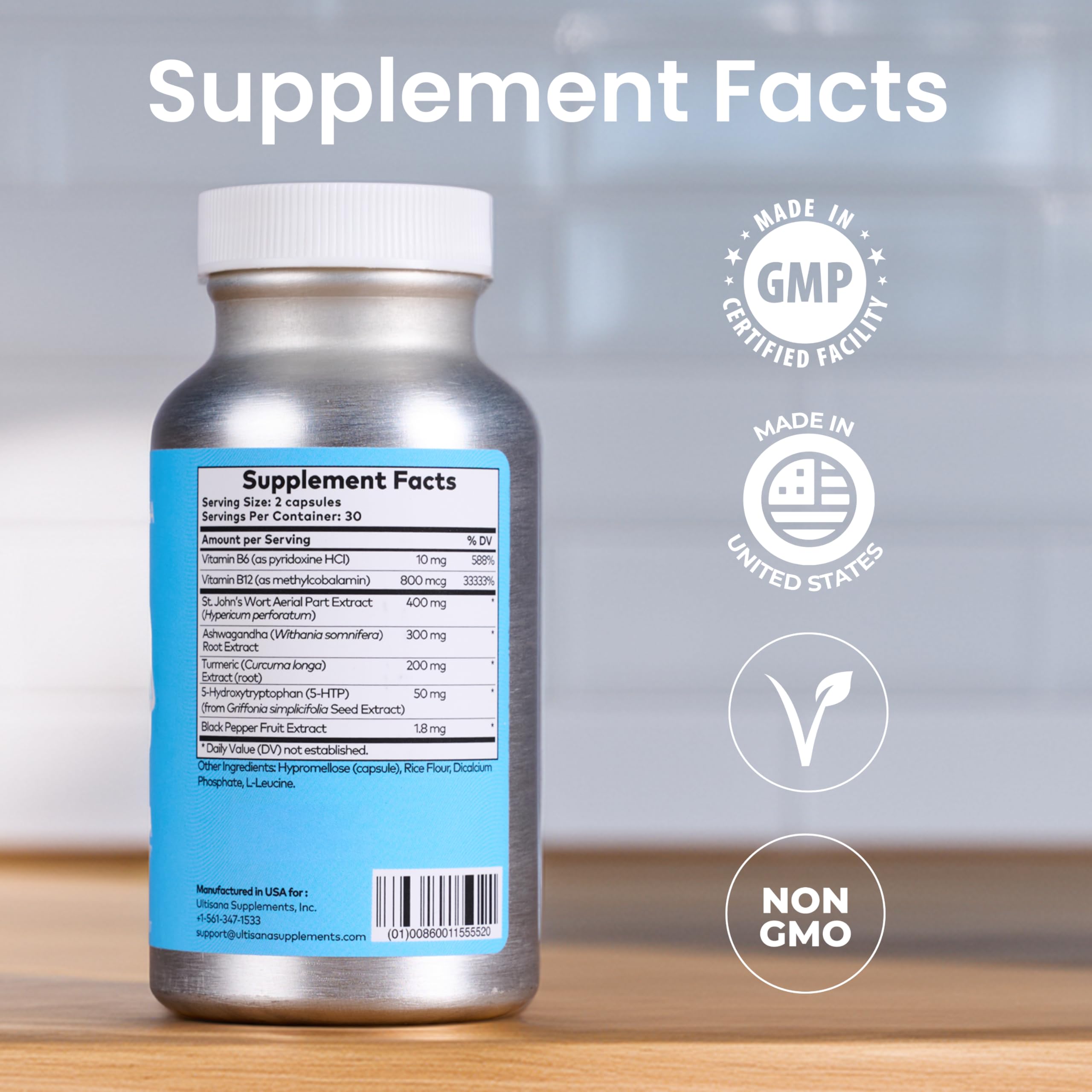 Ultisana Stamina vegan-certified formula shown on label.