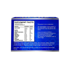 Ultra Advance 3 Blue capsule close-up suggests easy daily supplementation with meals.