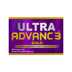 Ultra Advance 3 Gold bottle close-up, vegan joint support formula for daily mobility.