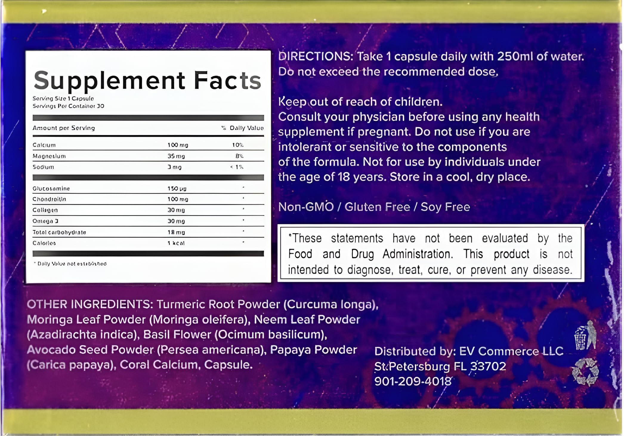 Ultra Advance 3 Gold capsules pack, non-GMO vegan supplement for joint comfort.