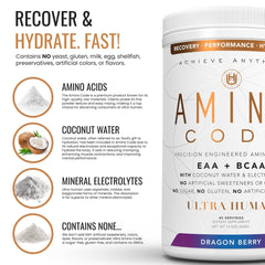 Amino Code Dragonberry powder in water showing vibrant color and dissolve.