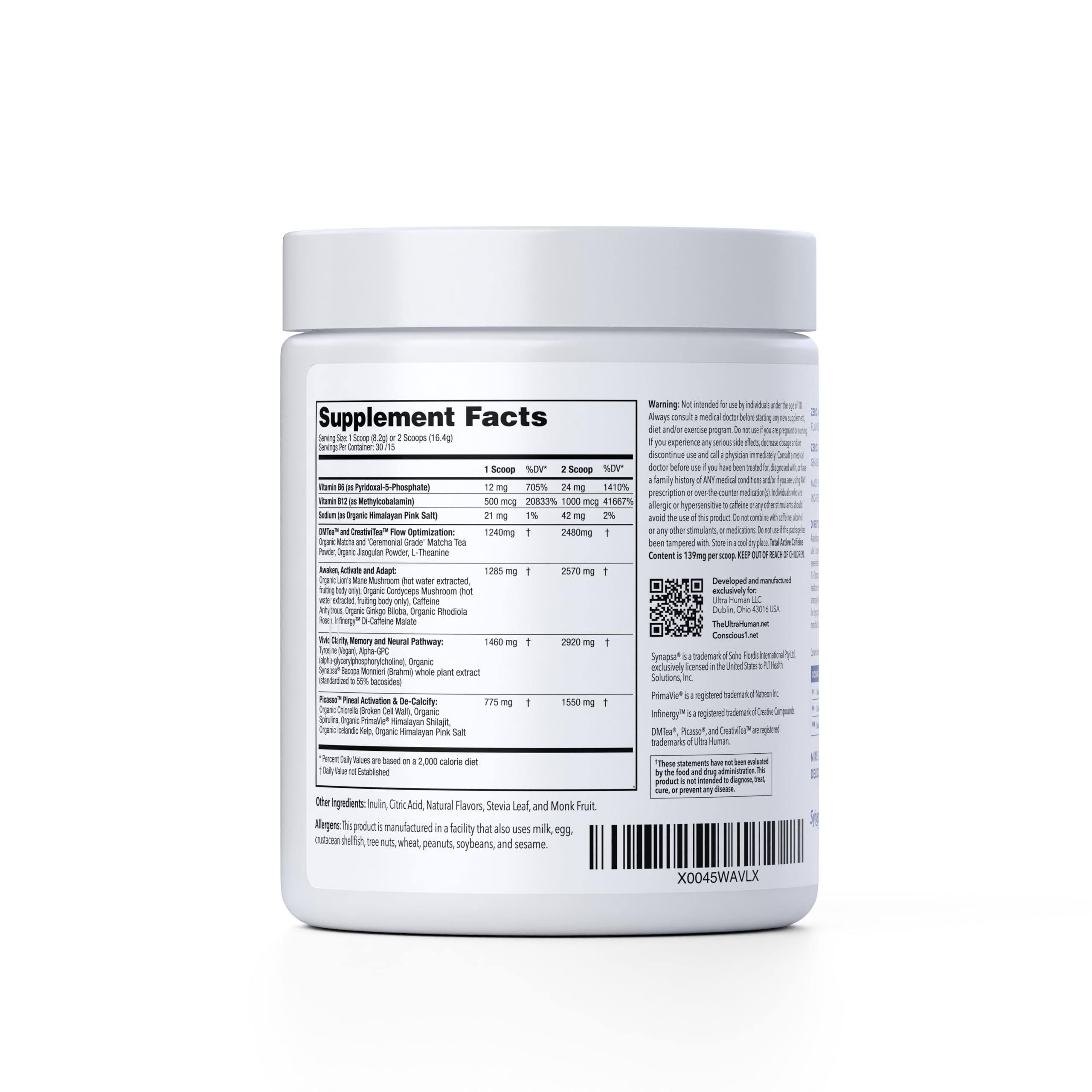 Ultra Human Conscious1 measuring scoop ready for daily dosing.