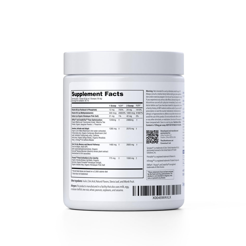 Ultra Human Conscious1 measuring scoop ready for daily dosing.