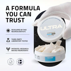 Ultra Pouches Cool Mint pouch in hand emphasizes discreet, on-the-go clarity.