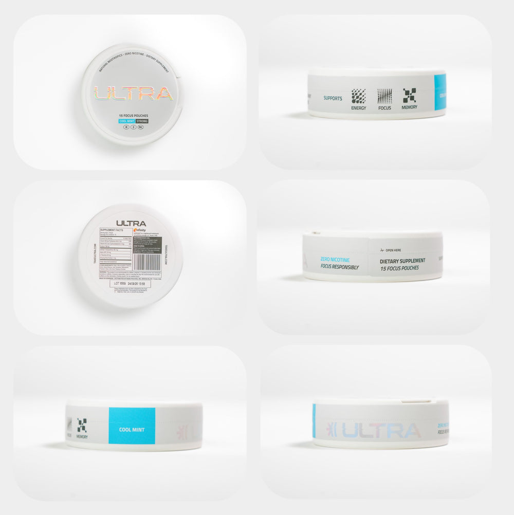 Ultra Pouches Cool Mint pack shown for convenient daily use.