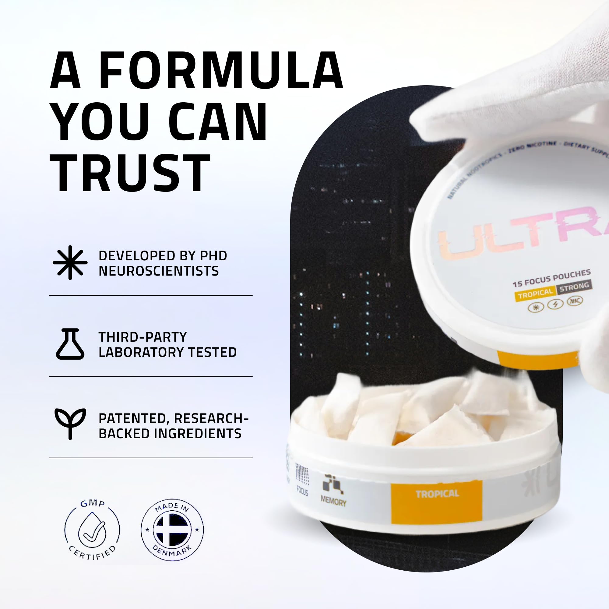 Ultra Focus Pouches Tropical Pack on desk for study session clarity.