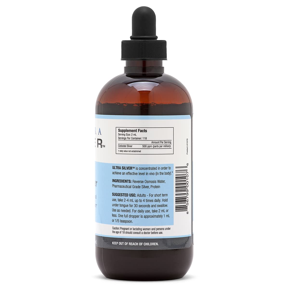 Ultra Silver dropper included for precise, convenient dosing.