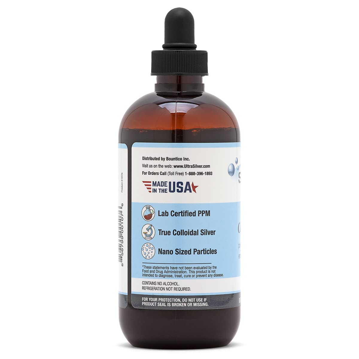 Ultra Silver label displays lab-certified PPM for trusted concentration.