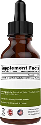 Ultra6 B12 Sublingual Drops unflavored formula for daily use.