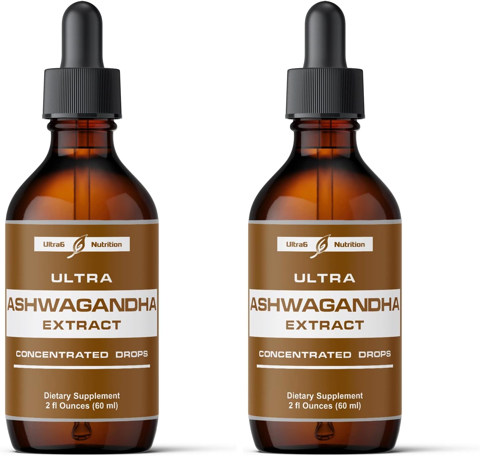 Ultra6 Nutrition Ashwagandha Drops bottle showing concentrated mood and energy support