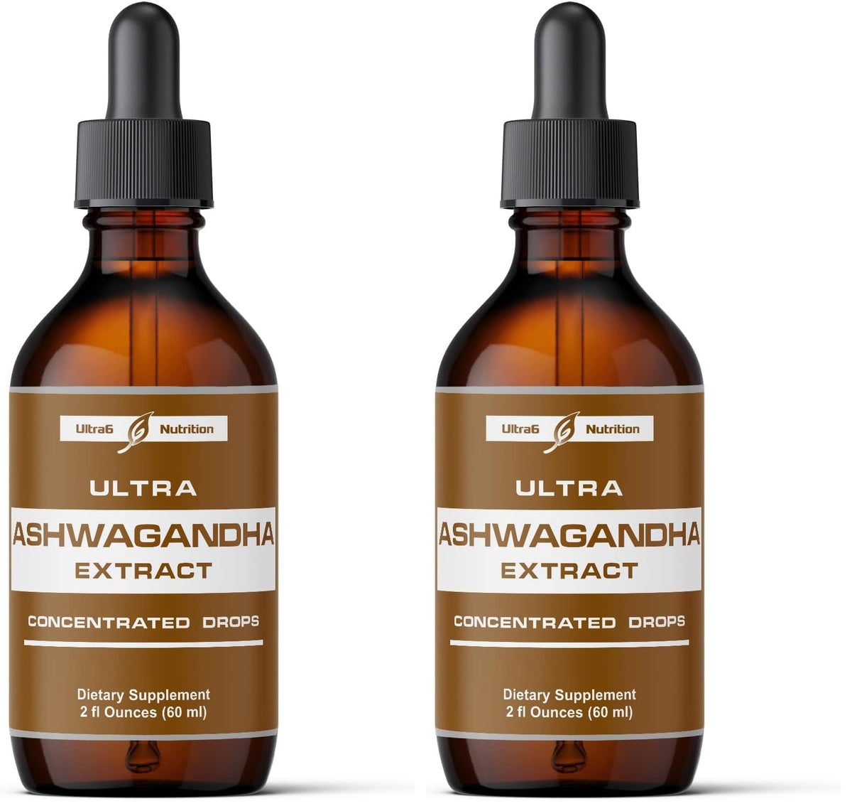 Ultra6 Nutrition Ashwagandha Drops bottle showing concentrated mood and energy support