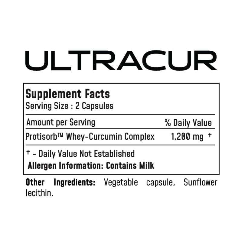 UltraCur Curcumin Complex capsules closeup showing easy-to-swell vegetarian capsule.