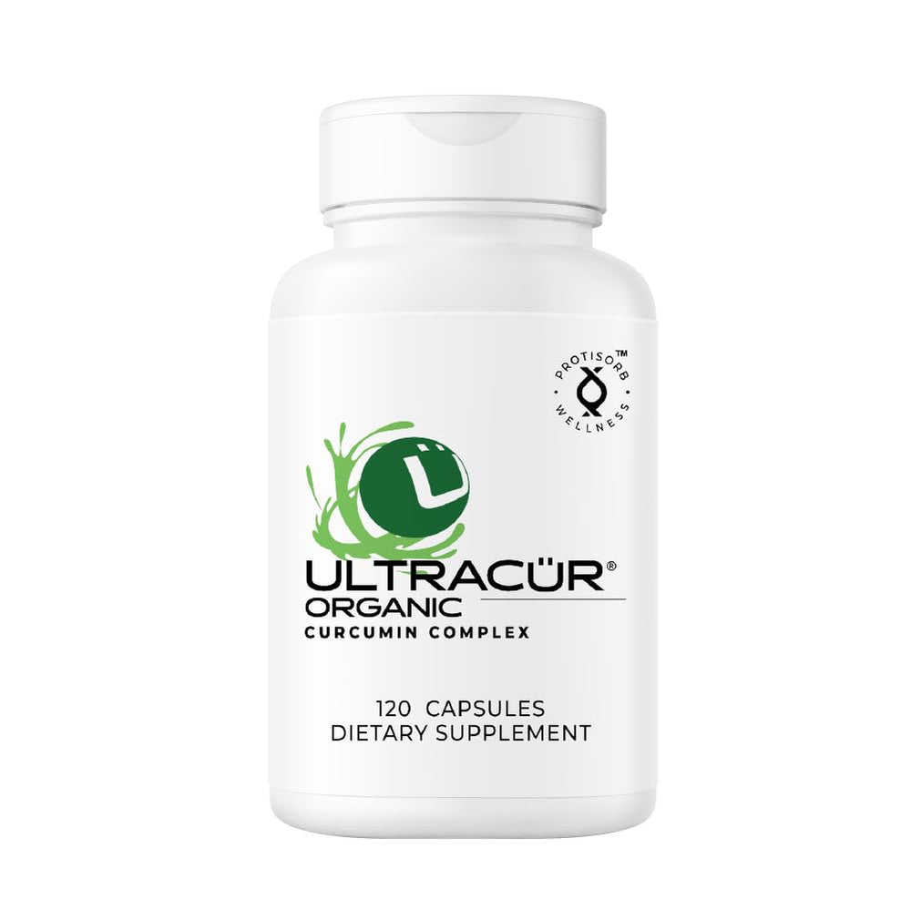 UltraCur Organic Turmeric bottle closeup showing the USDA Organic seal for quality