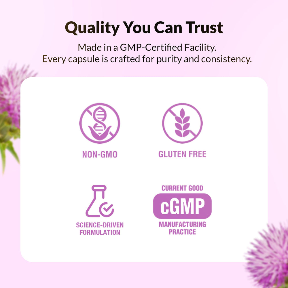 Ultrathistle bottle with dosing spoon for easy daily regimen.