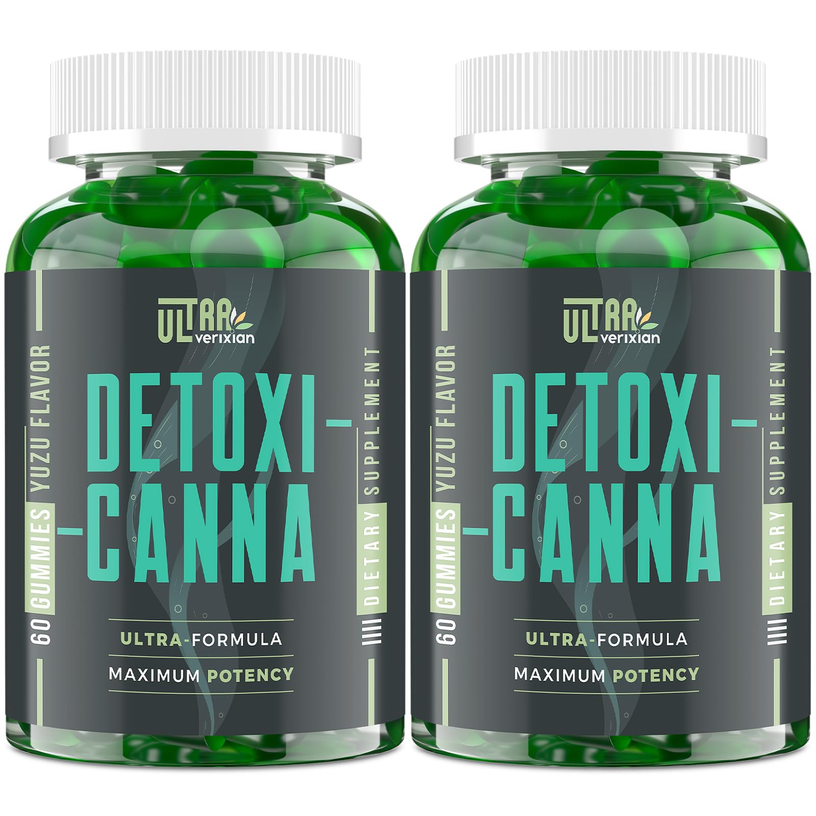 Ultraverixian Detox Cleanse Gummies bottle close-up highlighting liver detox support