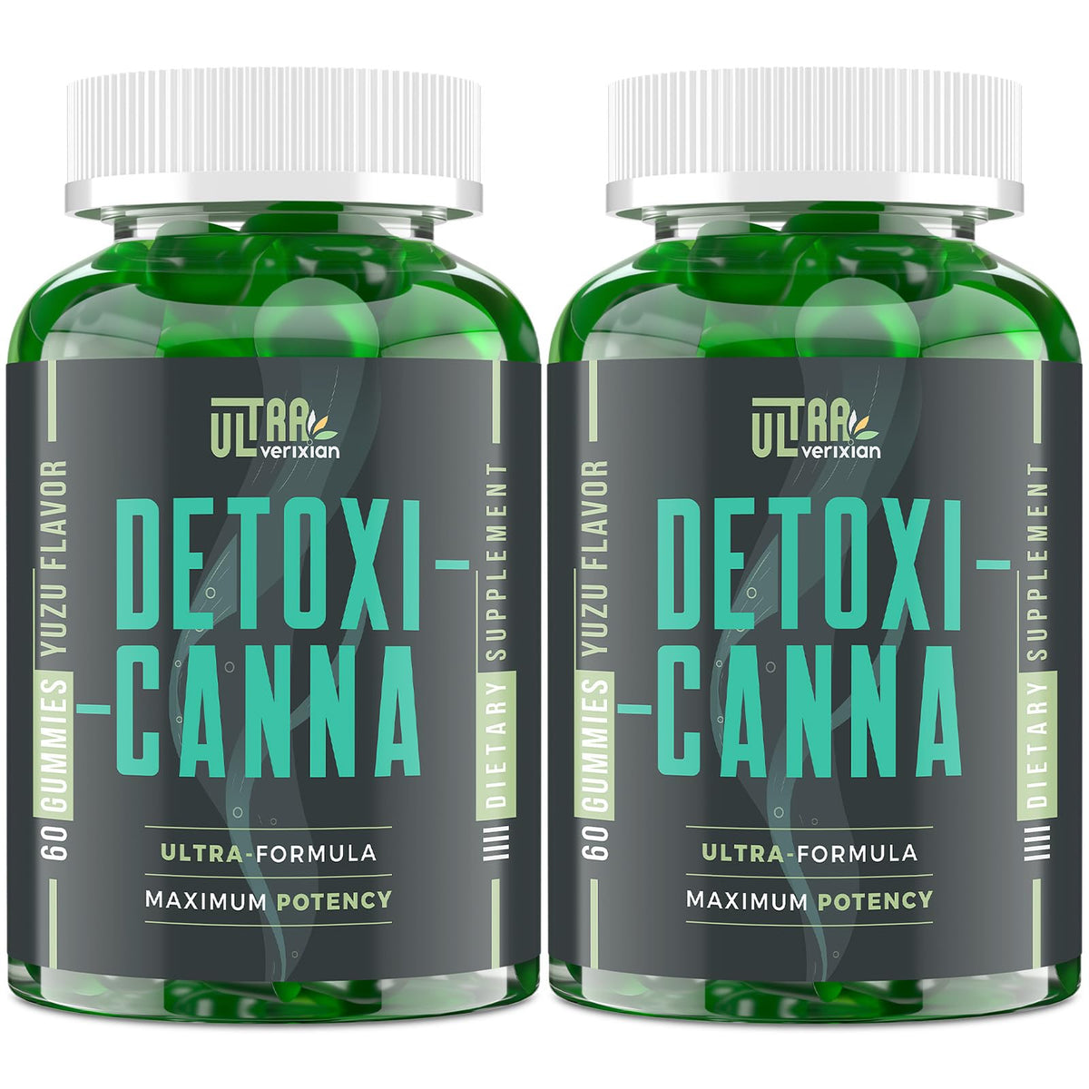 Ultraverixian Detox Cleanse Gummies bottle close-up highlighting liver detox support