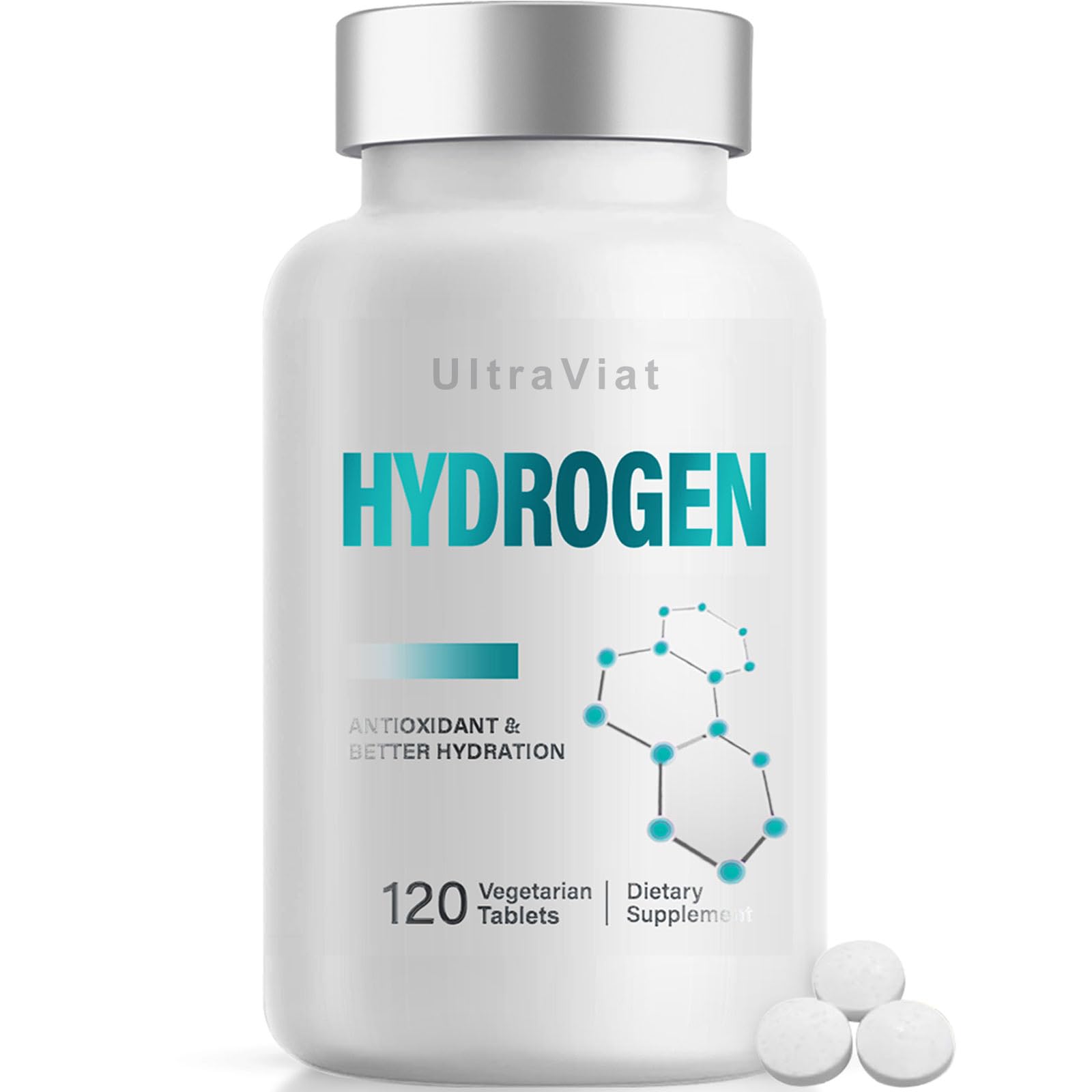 UltraViat hydrogen tablets dissolve in water for hydrogen-rich hydration.