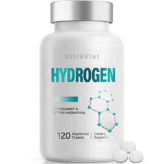 UltraViat hydrogen tablets dissolve in water for hydrogen-rich hydration.