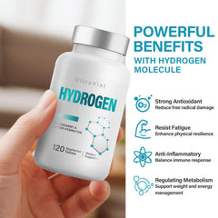 UltraViat hydrogen tablets easy dissolution in a glass of water for quick hydrogen infusion.