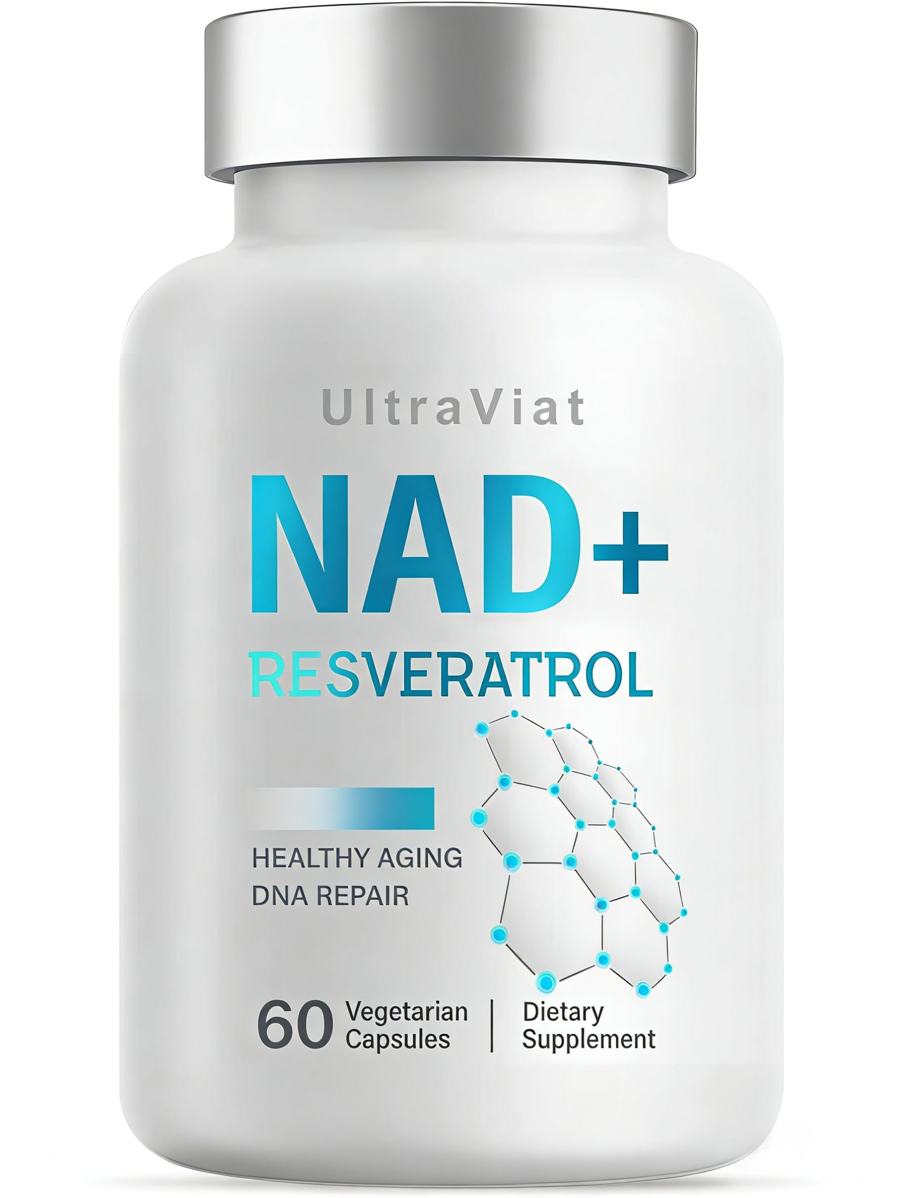 UltraViat NAD+ 1000mg bottle on a clean countertop supports daily energy and aging wellness.