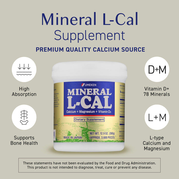 Umeken Mineral L-Cal ball dissolves in water or tea for convenient use.