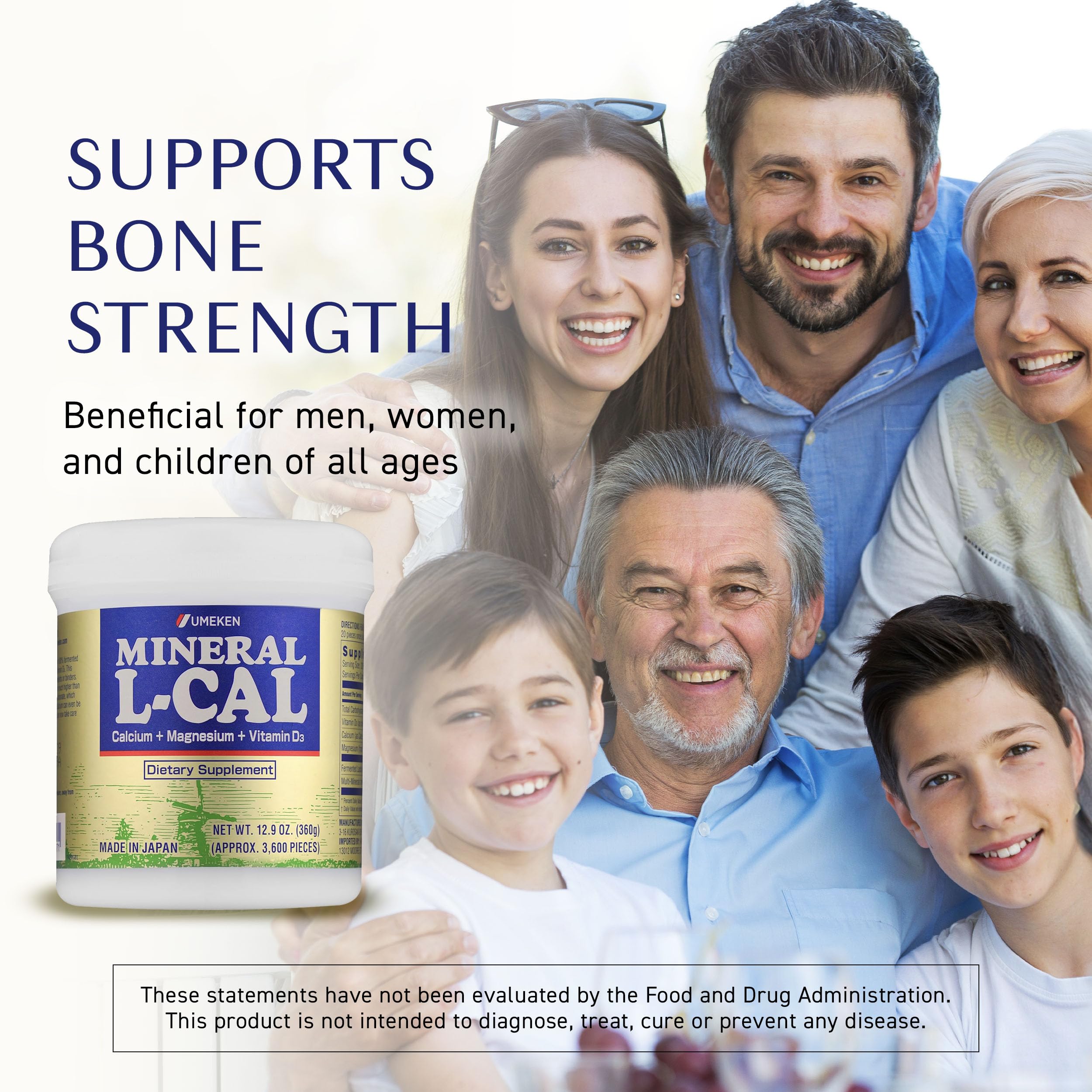 Umeken Mineral L-Cal with Vitamin D3 and magnesium for essential daily nutrients.