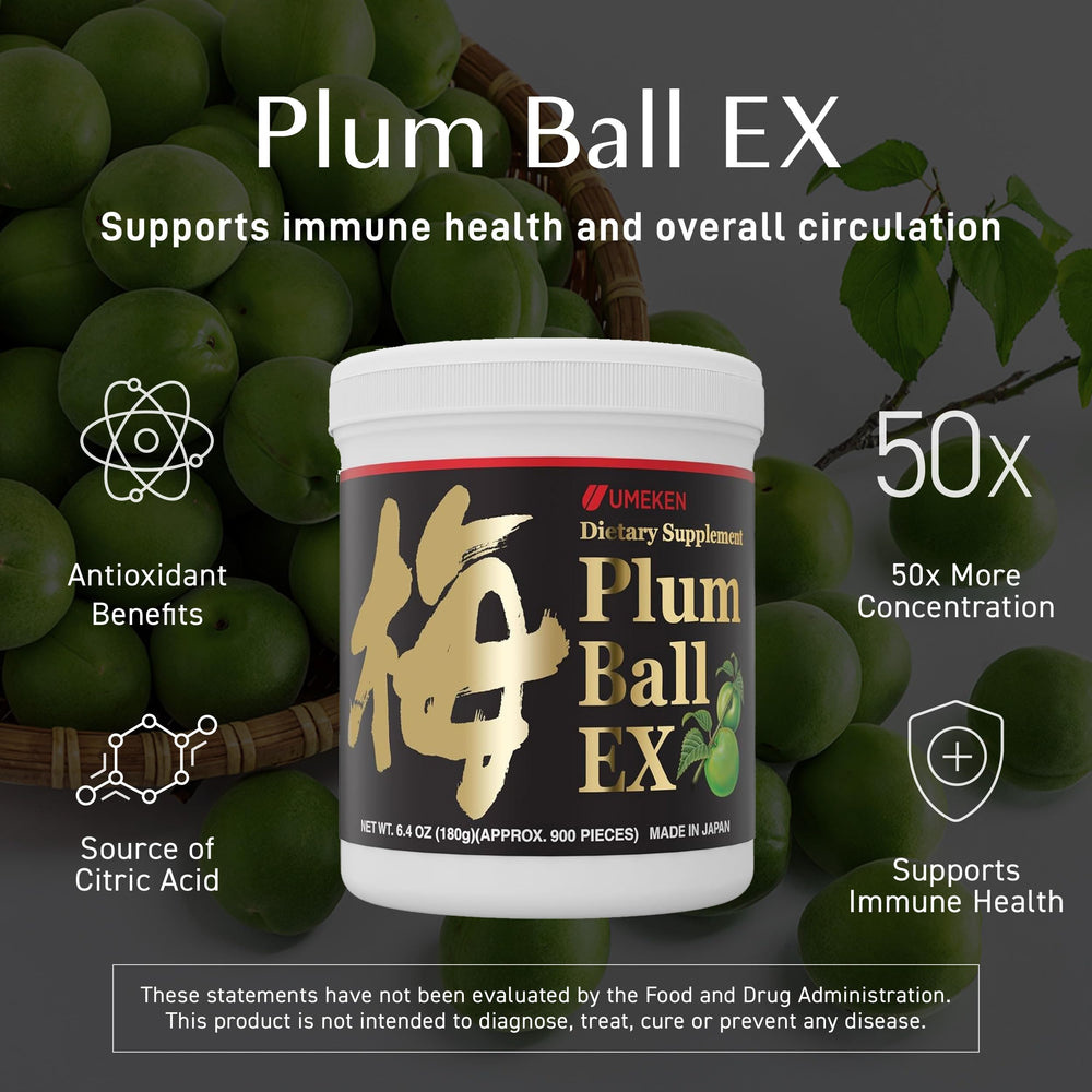 Closeup of Umeken Plum Ball EX pieces for easy daily intake.
