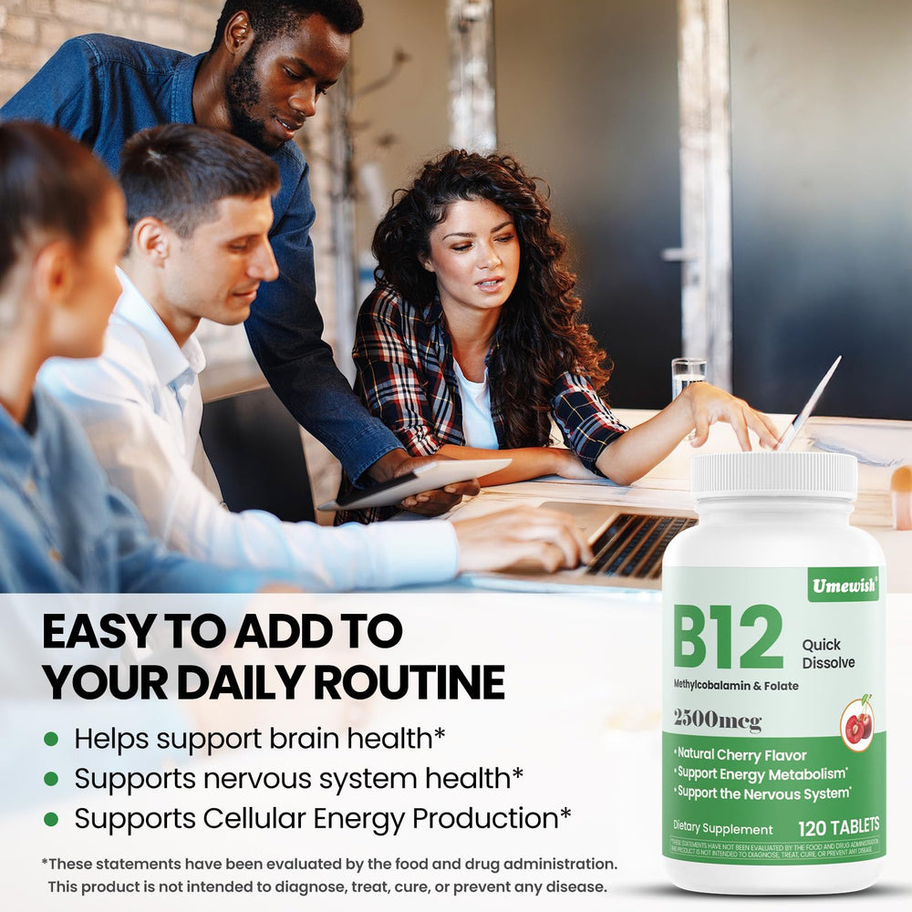 UMEWISH B12 cherry sublingual vegan label emphasizing plant-based source