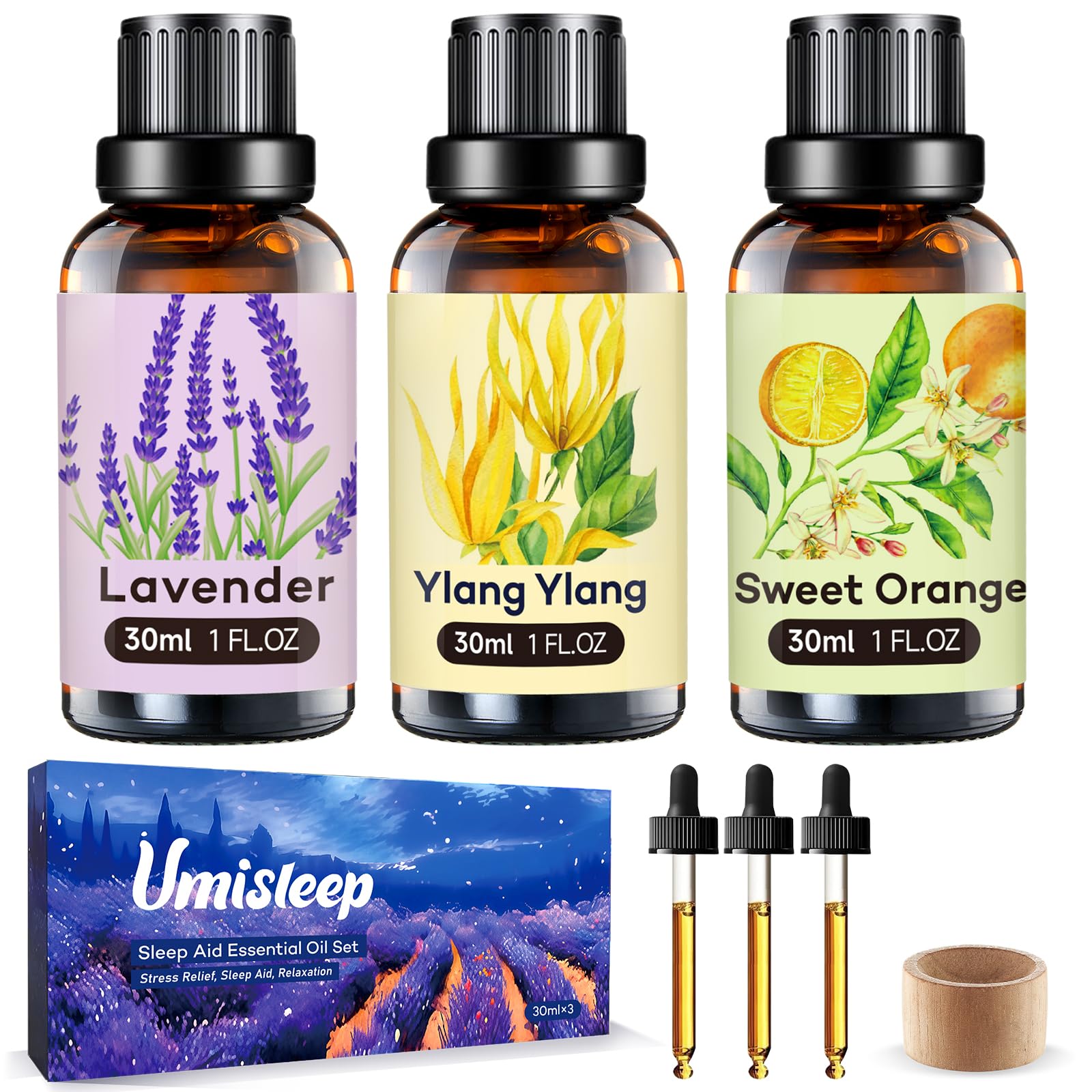 UmiSleep lavender oil bottle for calming diffusion and restful evenings.