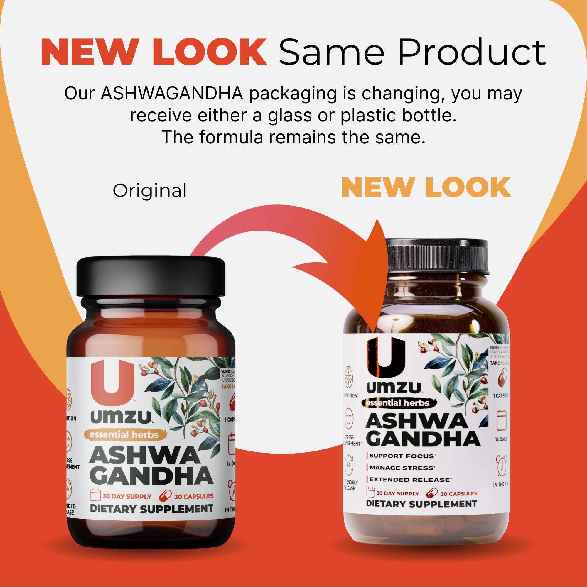 UMZU Ashwagandha extended-release graphic conveying 24-hour support.
