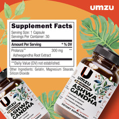 UMZU Ashwagandha packaging flatlay for quick product overview.