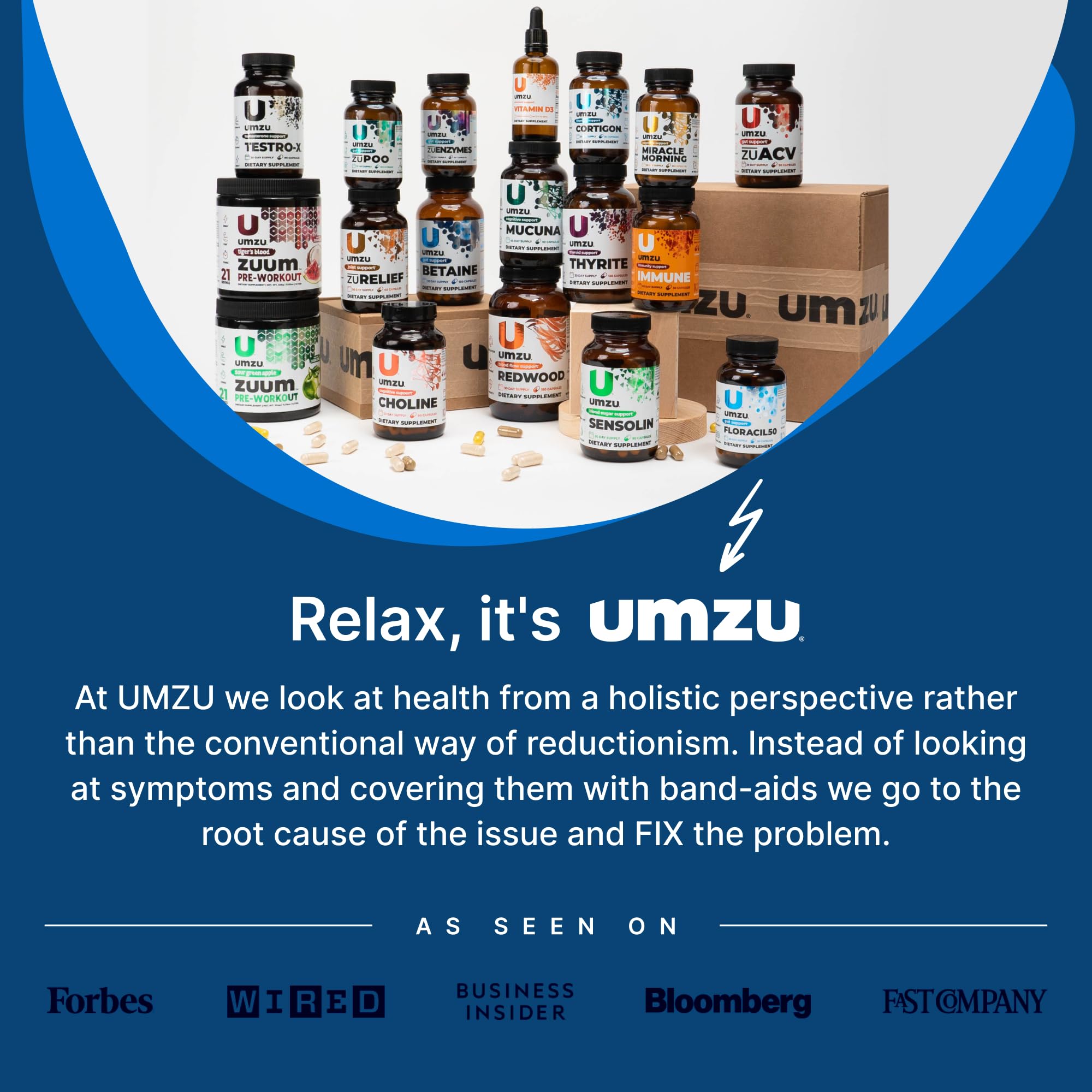 UMZU Betaine HCl stamp confirms gluten-free and non-GMO status.