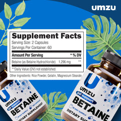 UMZU Betaine HCl pictured with a protein-heavy meal to aid digestion.