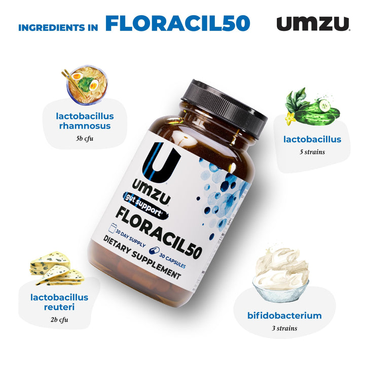 UMZU Floracil50 capsules pour demonstrates convenient daily portion