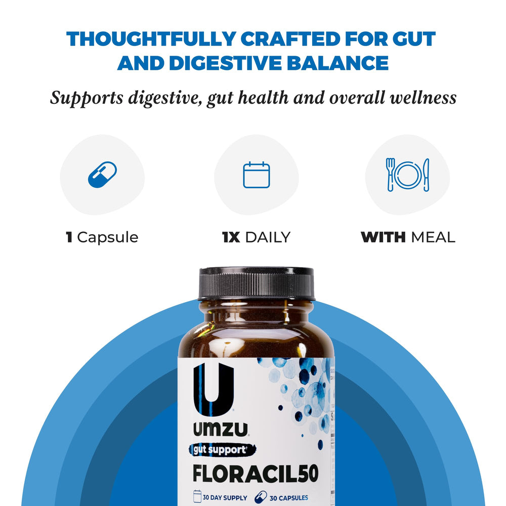 UMZU Floracil50 packaging box emphasizes quality standards and lab testing