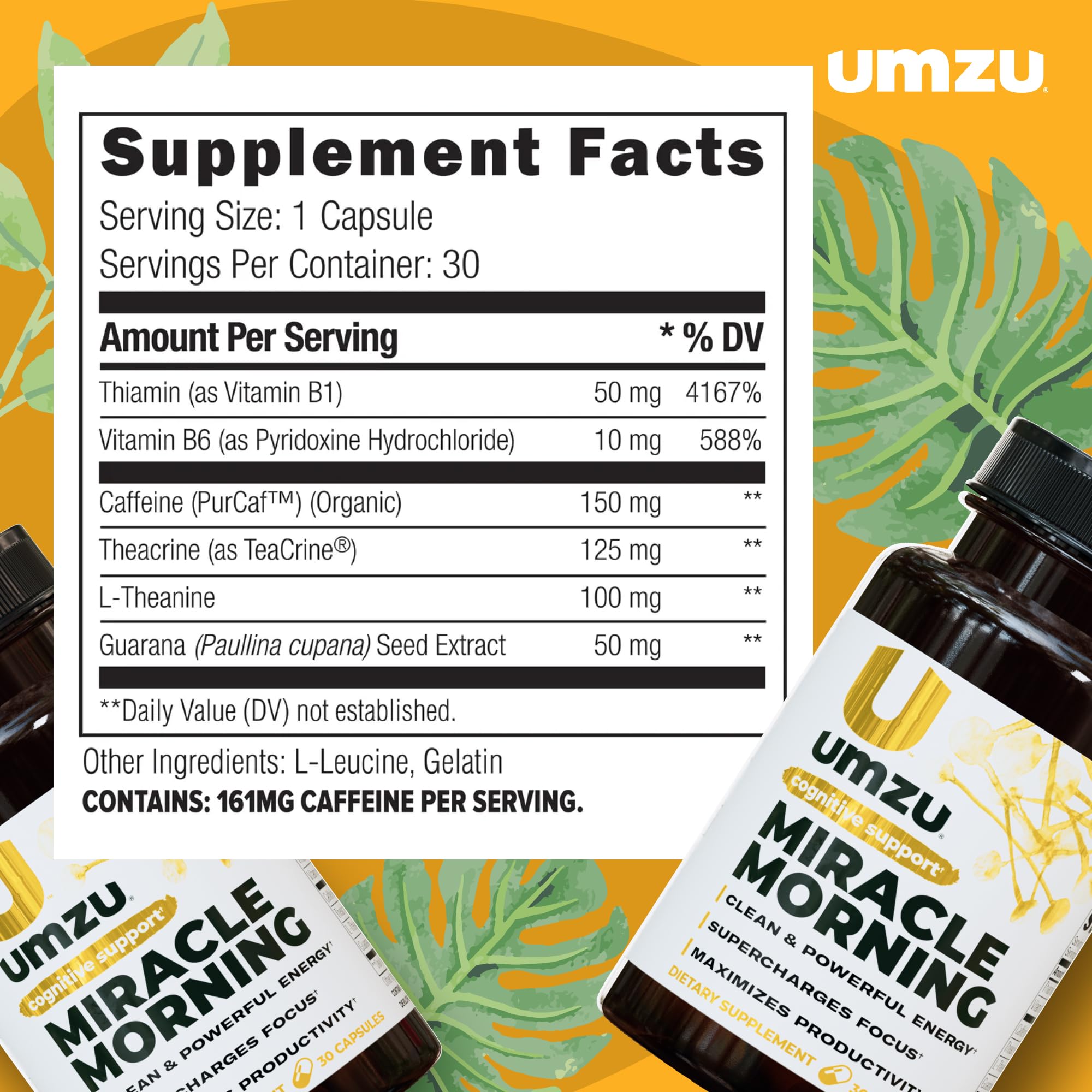UMZU Miracle Morning capsules close-up for convenient morning energy
