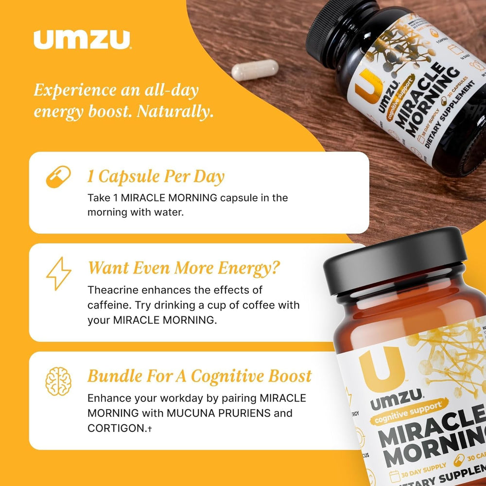 UMZU Miracle Morning packaging emphasizing quality and USA assembly