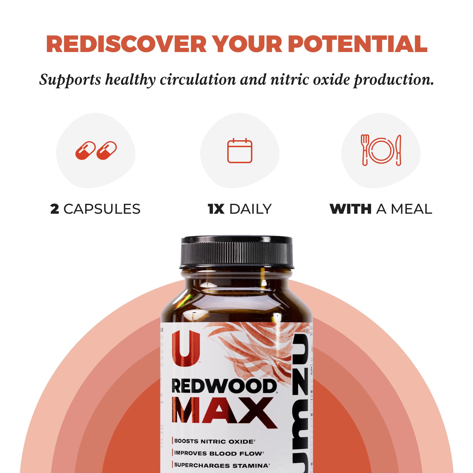 UMZU Redwood Max daily-dose capsule on tray suggests simple routine.