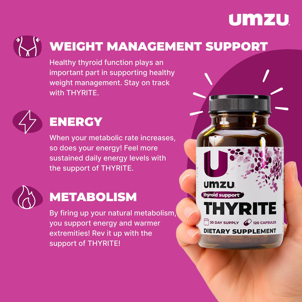 UMZU Thyrite capsules closeup for convenient daily supplementation