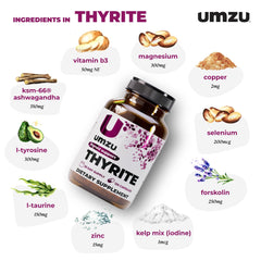 UMZU Thyrite ingredients panel highlights minerals and herbs