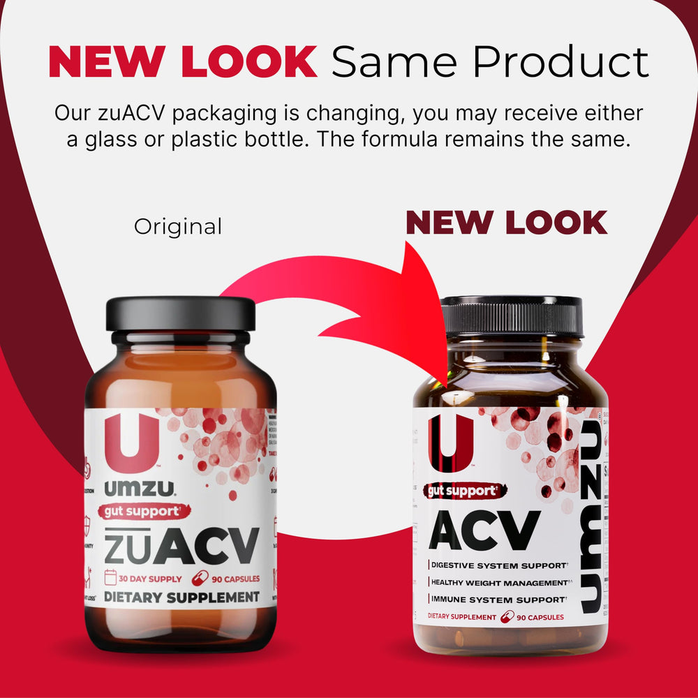 UMZU zuACV bottle and plant backdrop highlighting wellness benefits