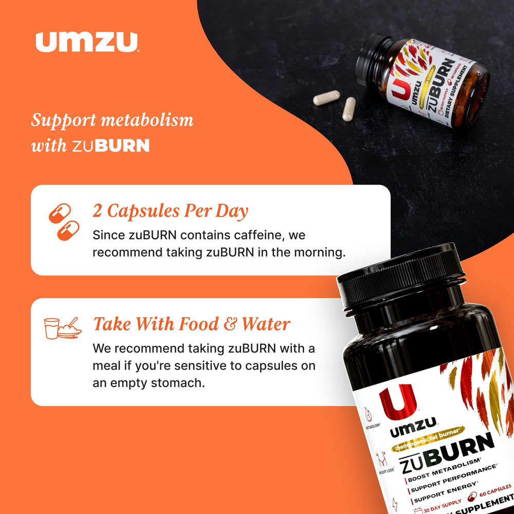 UMZU ZuBurn Energy capsules in hand for a quick energy boost