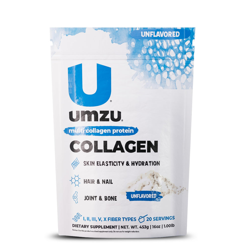 UMZU zuCollagen unflavored scoop showing 20g protein for daily recovery