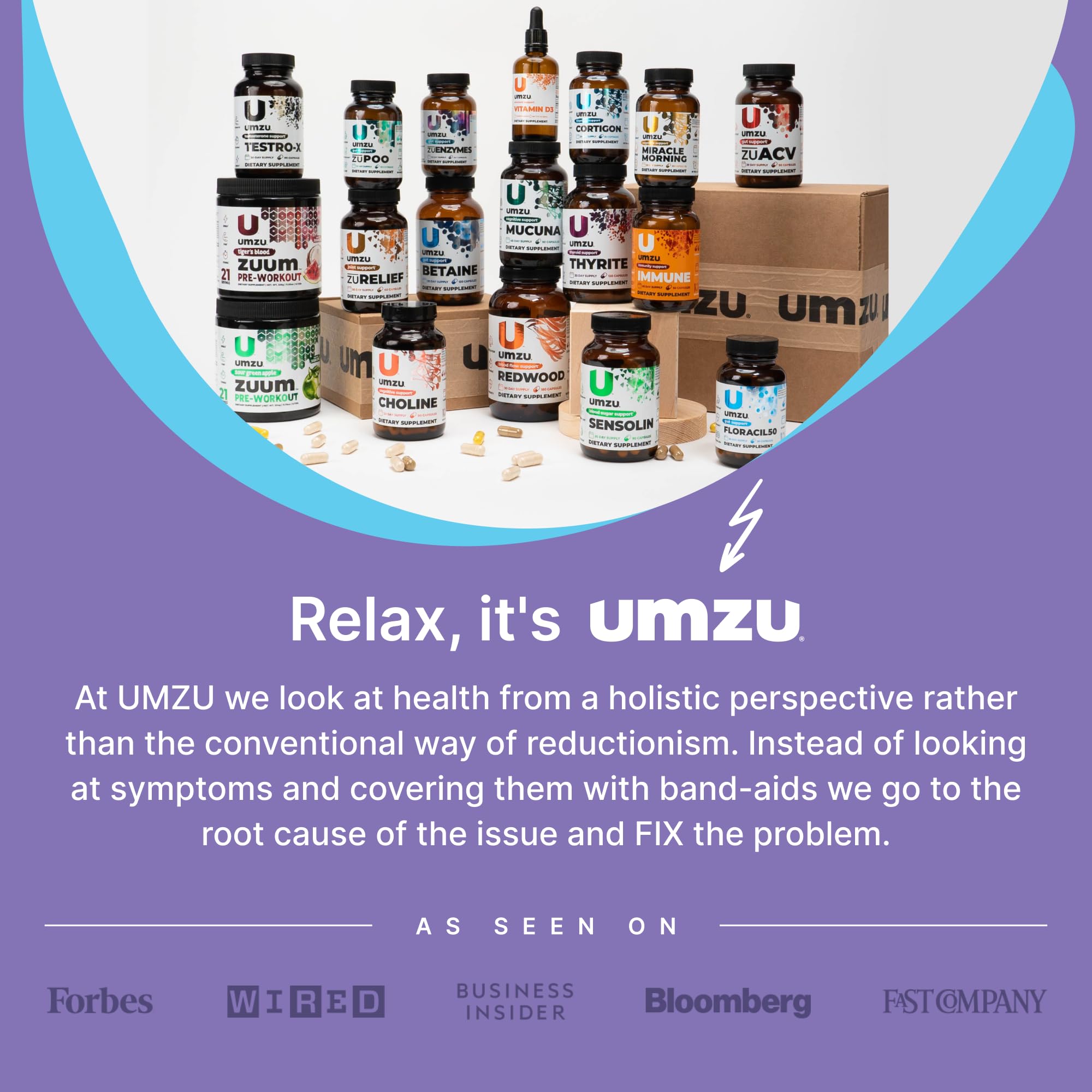 UMZU zuEnzymes usage scene with meal and capsule for daily routine.