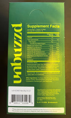 Unbuzzd 18-stick pack front view highlighting convenient travel-friendly hydration.