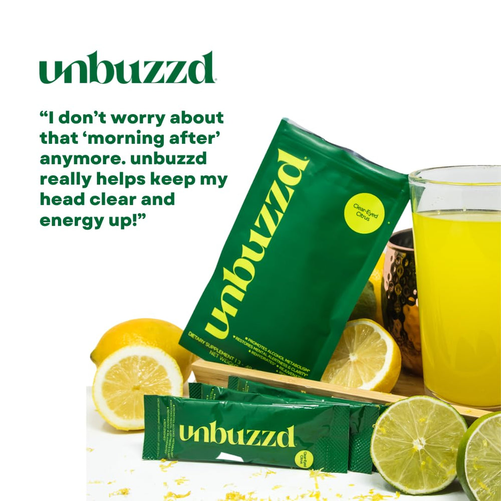 unbuzzd Clear-Eyed Citrus USA-made formula supports hydration and energy