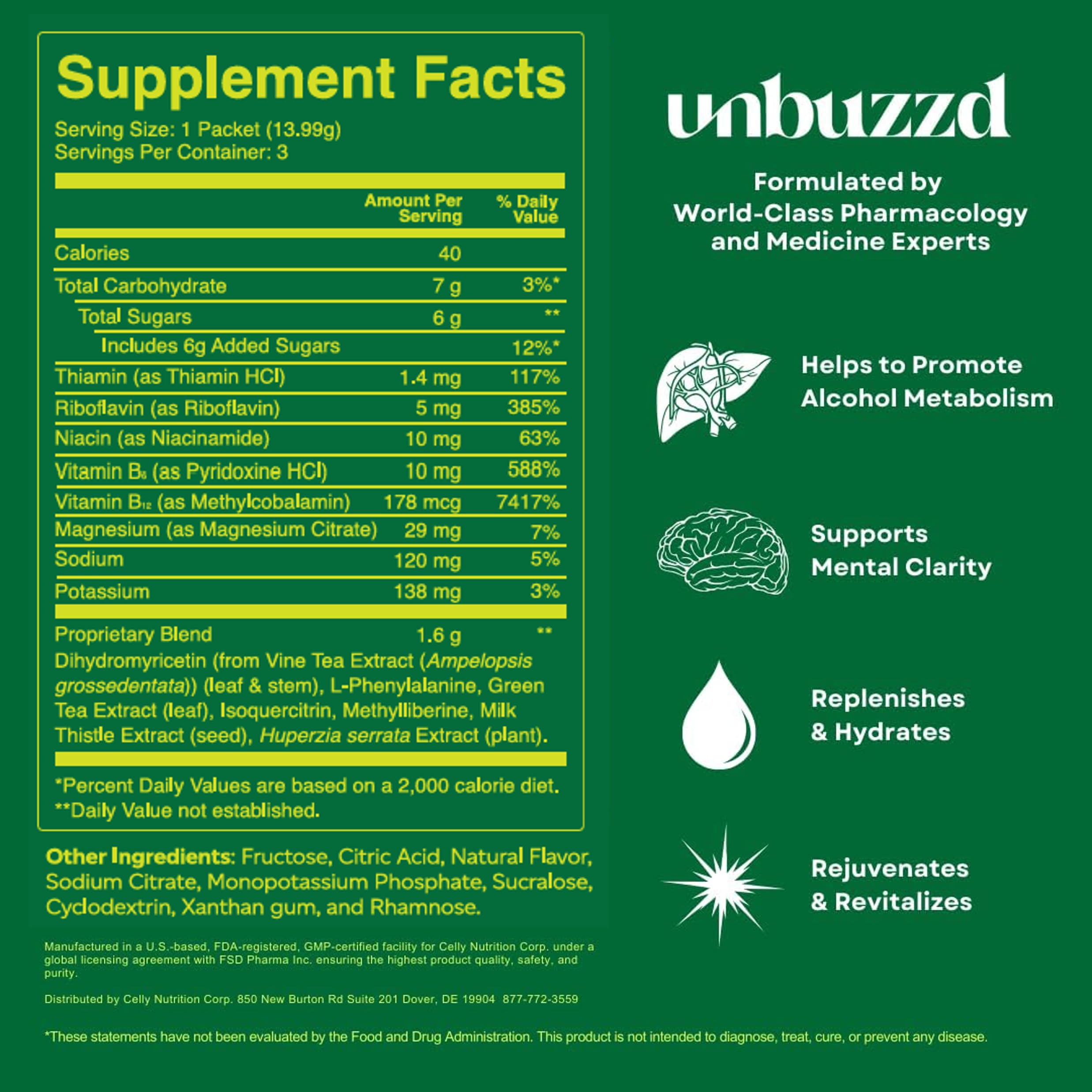 unbuzzd ingredients panel highlighting vitamins minerals and herbal extracts