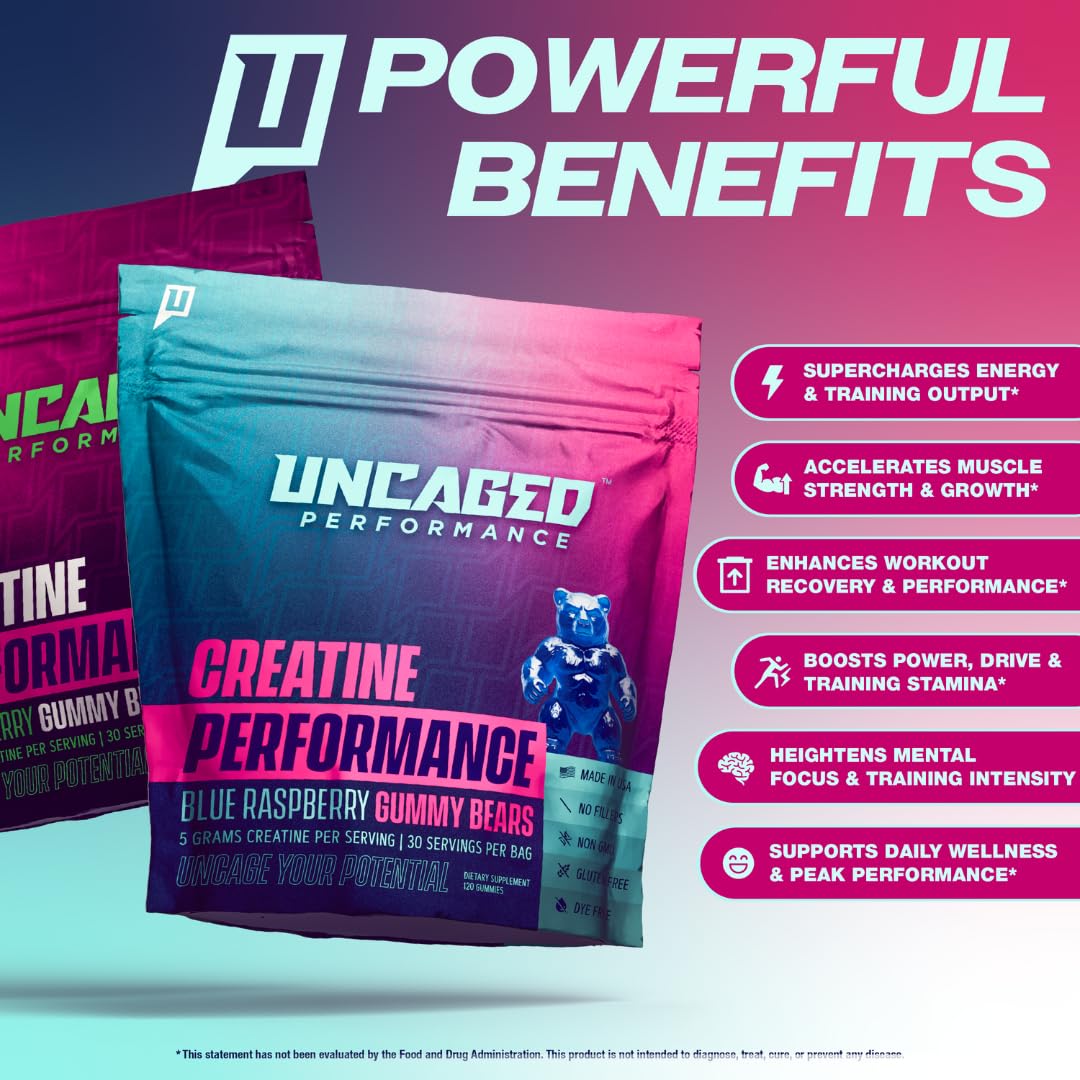 Uncaged Performance Creatine Gummies prebiotic fiber close-up highlighting gut-friendly daily fiber support.