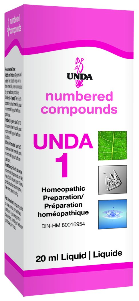 UNDA 1 Numbered Compounds bottle for a gentle homeopathic routine